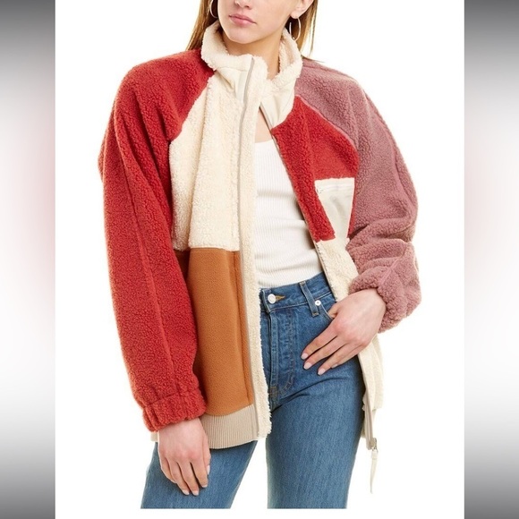 NWT Helmet Lang Patchwork Fleece Jacket - Picture 1 of 7